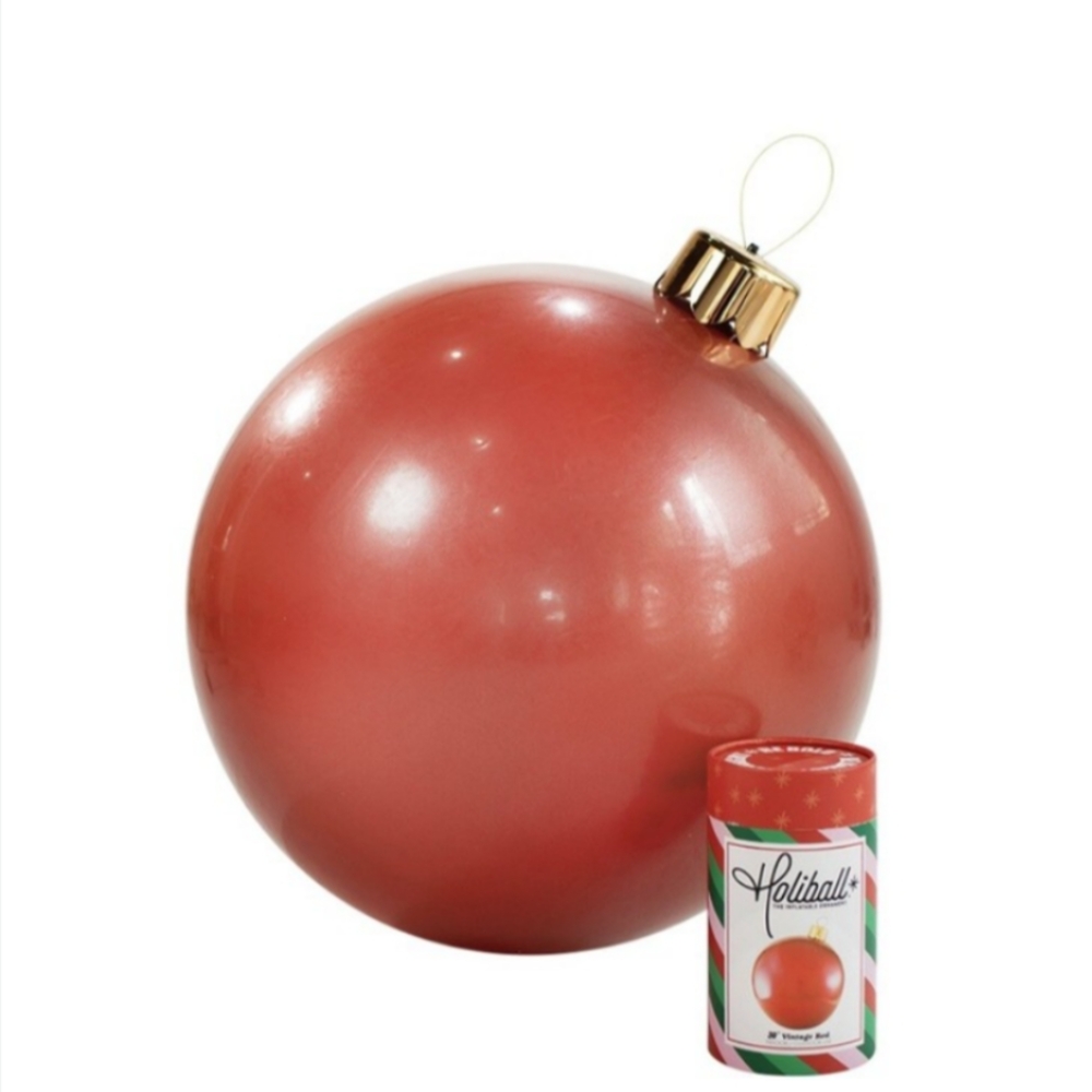 Red Holiday Inflatable Indoor Outdor Ornament Holiball Christmas Large 30"